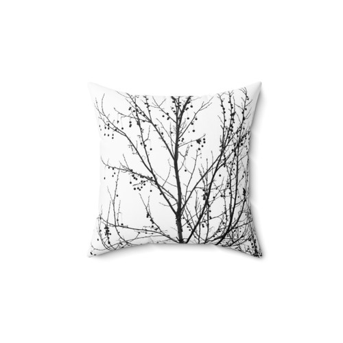 Black and White Tree Branches Autumn Pillow