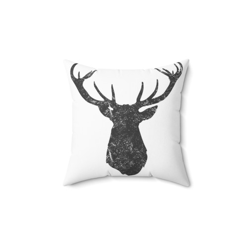 Charcoal Stag Head Decorative Pillow
