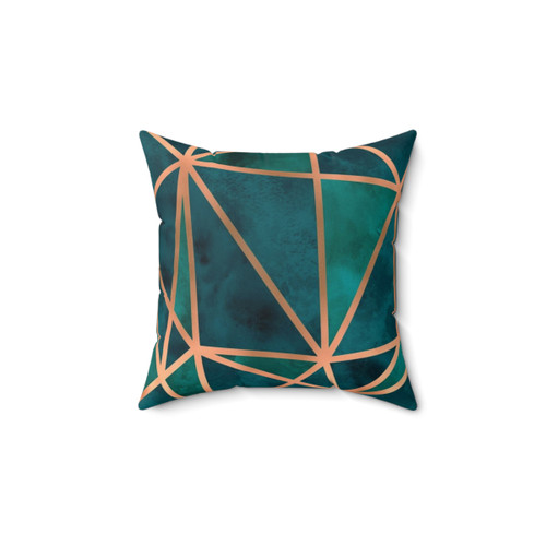 Geometric Copper and Emerald Pillow