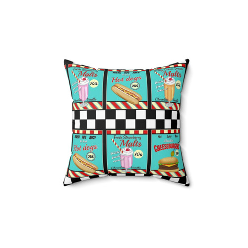 Retro Diner Food & Drink Throw Pillow