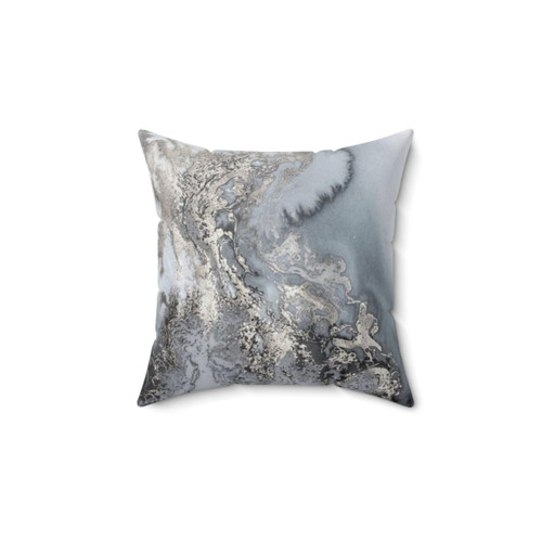 Gray Silver Marble Print Decorative Pillow