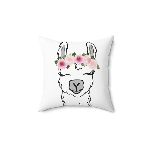 Floral Crown Llama Throw Pillow