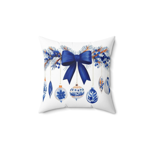 Blue and White Chinoiserie Christmas Pillow