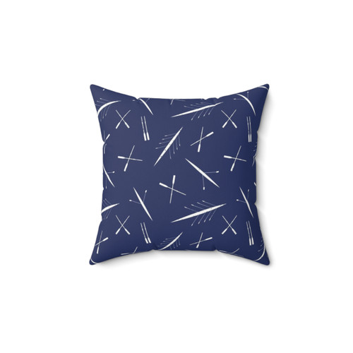 Navy Blue and White Scull Pattern Pillow