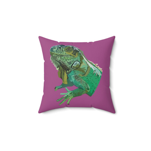 Vibrant Green Iguana Decorative Pillow