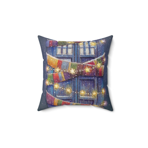 Christmas Police Box Pillow - Sci-Fi Home Decor