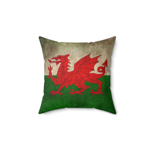 Vintage Welsh Flag Distressed Pillow