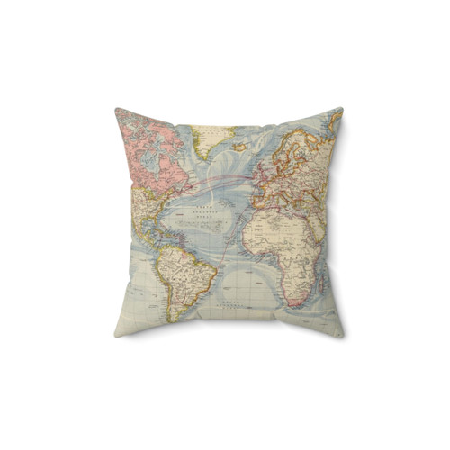 Vintage World Map Pillow (1883)