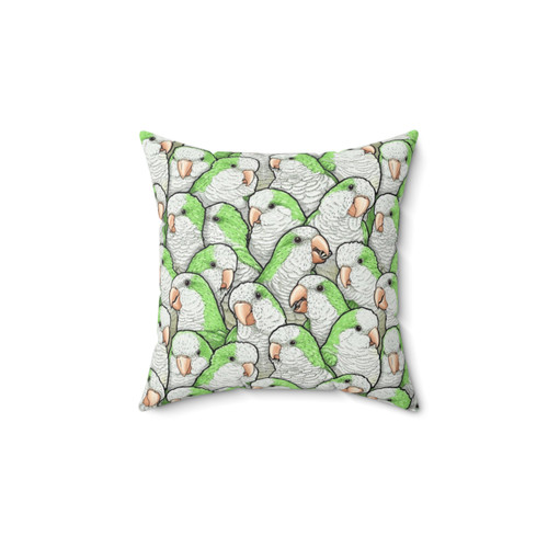 Green Quaker Monk Parakeet Decorative Throw Pillow