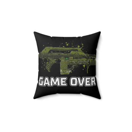 Alien-Themed Gamer Pillow with Funny 'Game Over Marines' Design