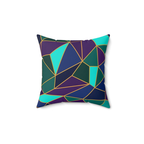 Abstract Geometric Stained Glass Style Purple & Teal Pillow