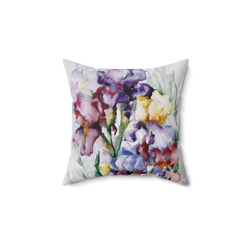 Iris Garden Watercolor Throw Pillow