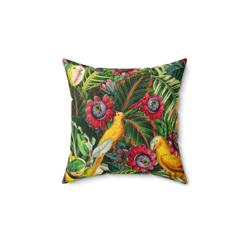 Vintage tropical bird botanical throw pillow