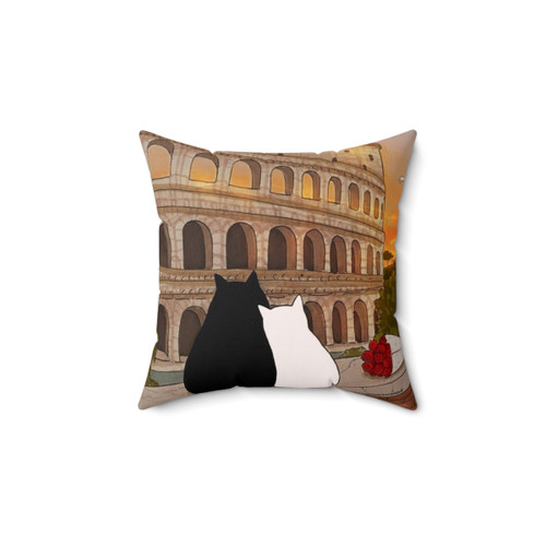 Romantic Sunset Colosseum Cat Pillow