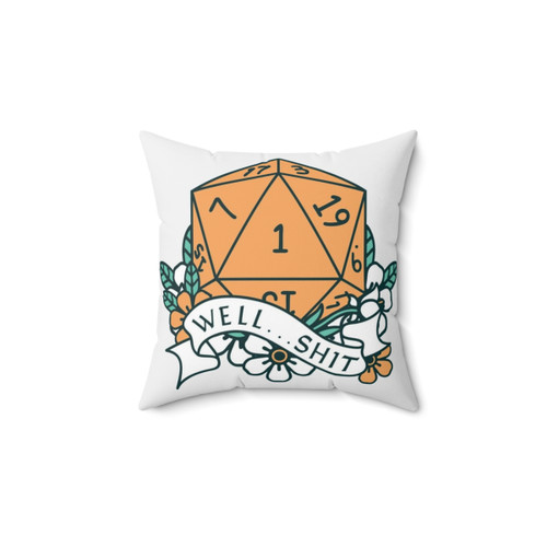 D20 Dice Pillow with Natural Well Sh*t Design
