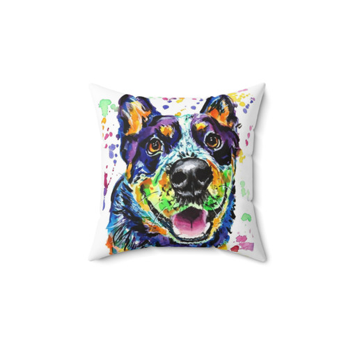 Watercolor Blue Heeler Dog Pillow