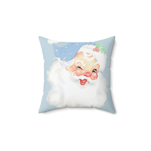 Vintage Christmas Santa Claus Pillow in Light Blue