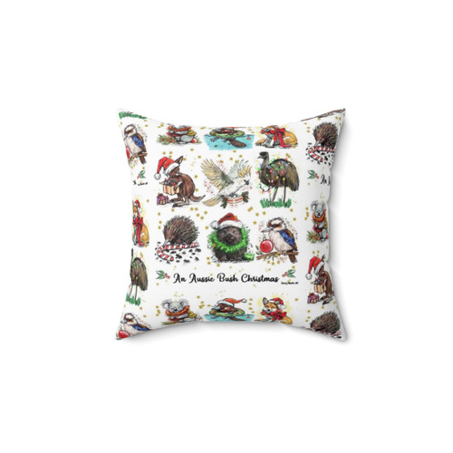 Aussie Bush Christmas Pillow featuring native Australian animals