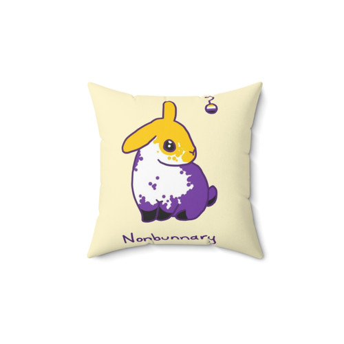 Nonbinary Pride Pillow with Bunny Design