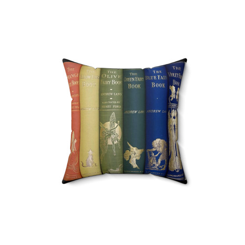Fairy tale books themed throw pillow for book lovers