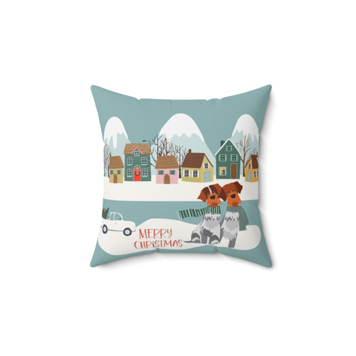 MERI JANE 2023 Christmas Pillow with Village and Griffs Design