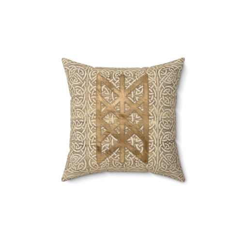 Vintage Gold Pillow with Web of Wyrd Design