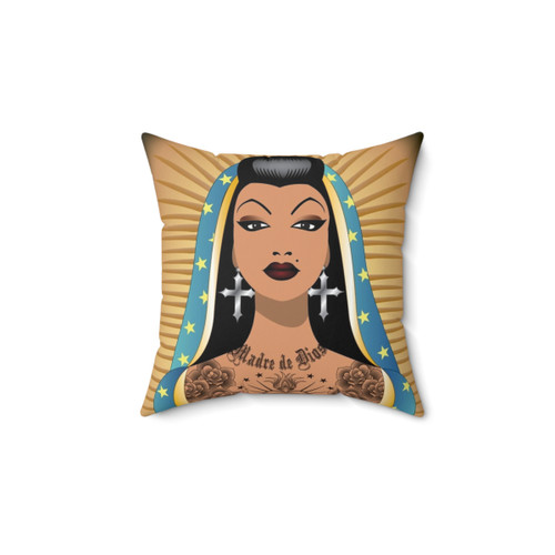 Chola Guadalupe Tattooed Virgin Mary Pillow
