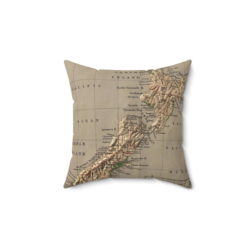 Vintage New Zealand Historical Map Pillow