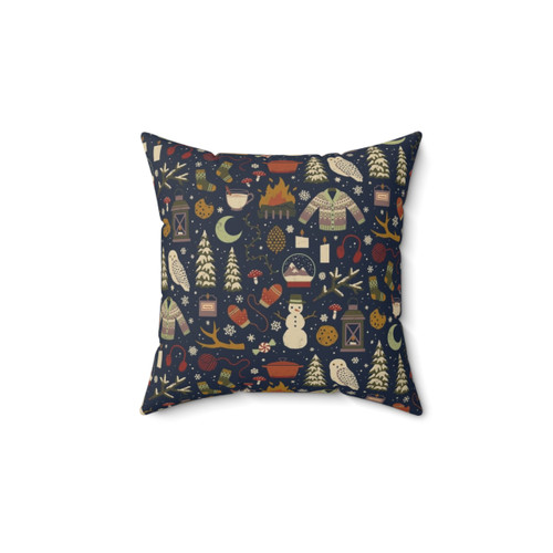 Cozy Winter Nights Pillow with Knitted Pattern