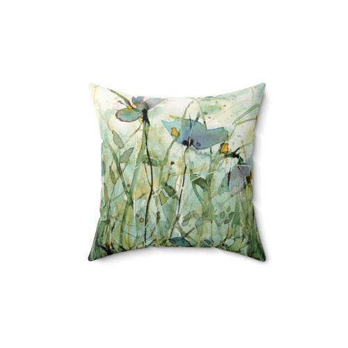 Floral Decorative Throw Pillow with Watercolor Wild Flowers
