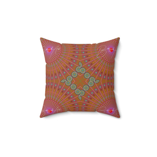 Pilbara Wildflowers Decorative Pillow featuring Aboriginal-inspired digital art