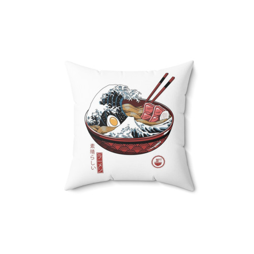Japanese Ramen Wave White Pillow
