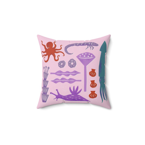 Colorful Sea Creatures Decorative Pillow