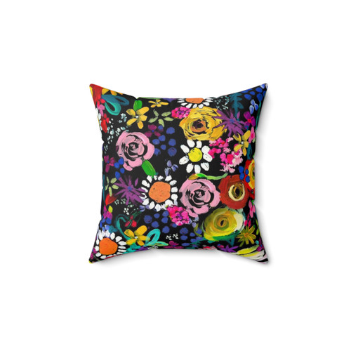 Vibrant Floral Painting Print Throw Pillow