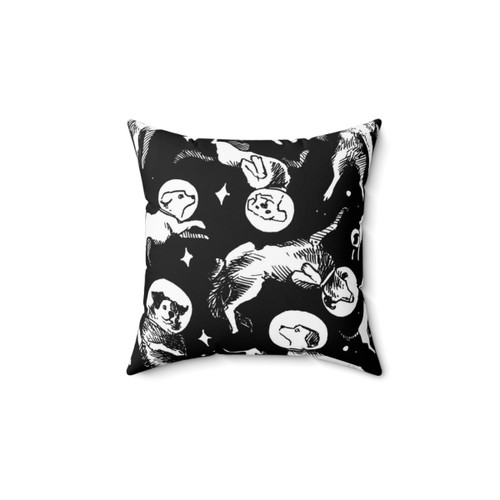 Space Dogs Pillow with Black Background