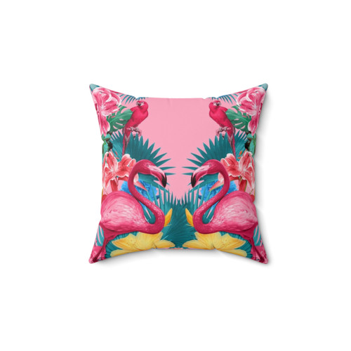 Tropical Flamingo Garden Throw Pillow