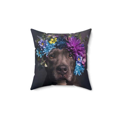 Flower Crown Destiny Pillow for Pitbulls and Dog Lovers