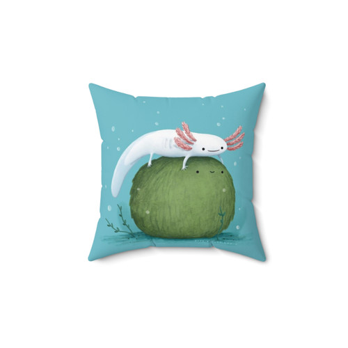 Cute Axolotl Moss Ball Decorative Pillow