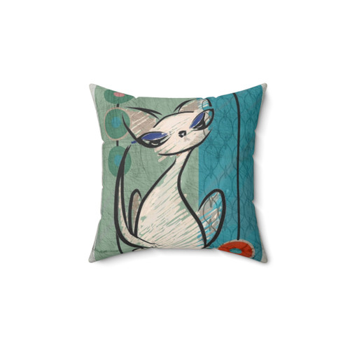 Mid Century Modern Lil Miss Purrfect Decorative Cat Pillow