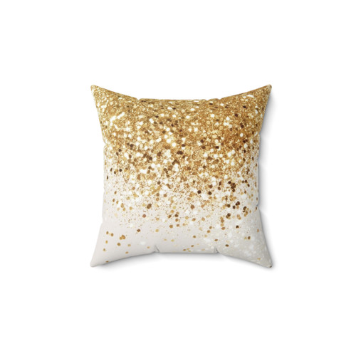 Glitter accent pillow in gold glam design