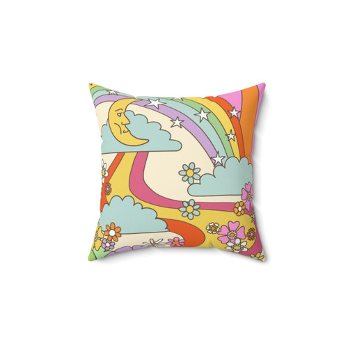 Retro Trippy Hippie Boho Print Pillow
