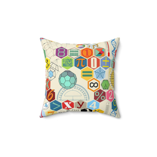 Math-Themed Decorative Pillow with Numbers and Geometric Shapes