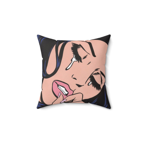 Crying Comic Girl Pillow - Unique Pop Art Decor