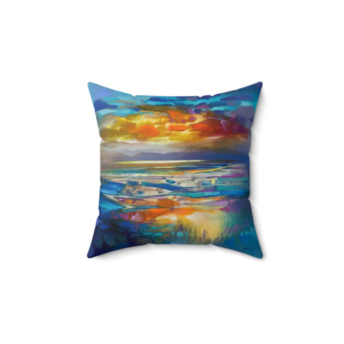 Vibrant Liquid Cyan Pillow by Scottish Artist Scott Naismith