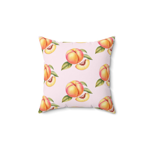 Peaches with leaves and peach slice decorative throw pillow