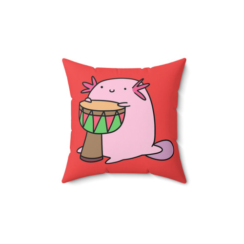 Axolotl Playing the Djembe Drum Pillow