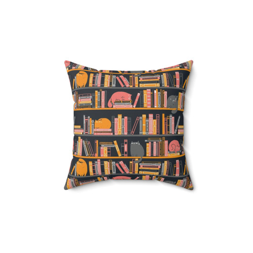 Cozy Cat Library Pillow