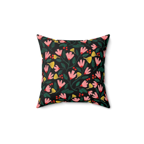 Boho Pink Floral Decorative Throw Pillow