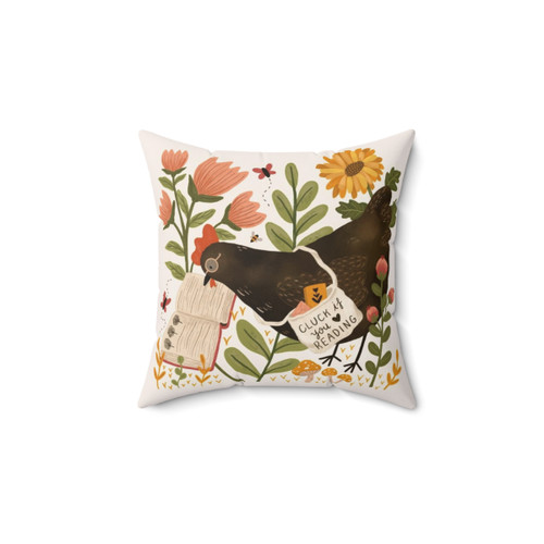 Whimsical Chicken Reading a Book Decorative Throw Pillow