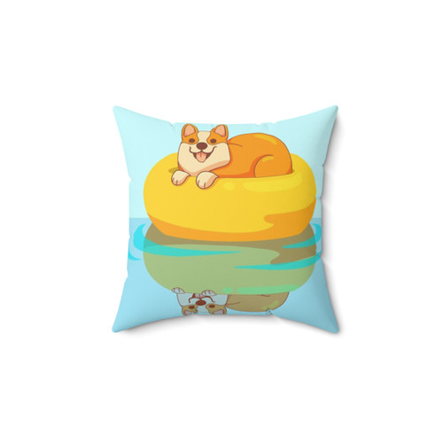 Colorful summer-themed corgi pillow